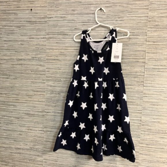 NWT!  CROWN & IVY - Star Dress - Girl's Size Small - Navy Blue with White Stars! - Picture 1 of 12